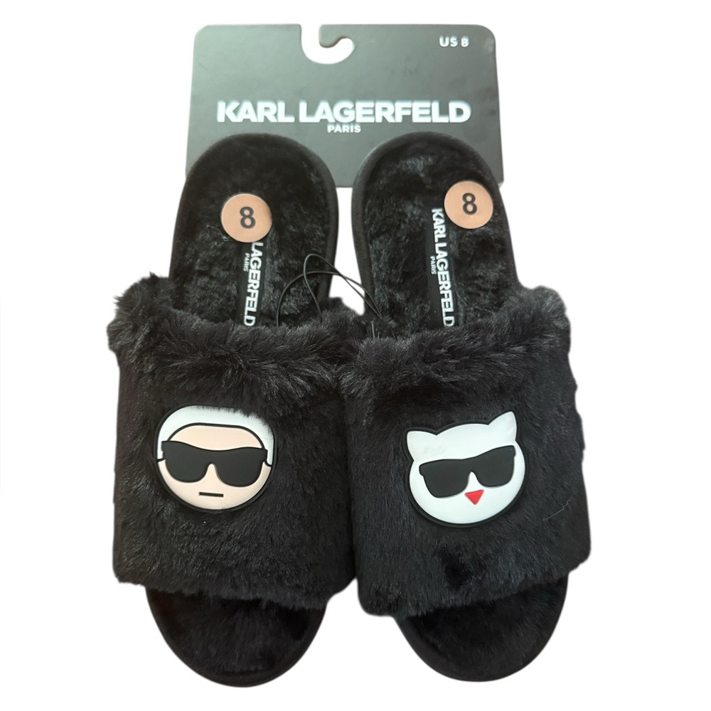 Karl Lagerfeld Black Slide Slippers Size 8, 9 Available - Picture 2 of 5
